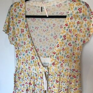 Free People Small floral Tie front cardigan L